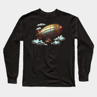 Fantasy Steampunk Flying Zepplin Long Sleeve T-Shirt